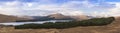 Panorama of Scottish hills sunny day Royalty Free Stock Photo