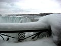 Niagara Falls in the winter with blue water and thick ice Royalty Free Stock Photo