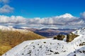 A wintry view from near the summit of the Old Man of Coniston. Royalty Free Stock Photo