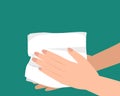 Wipe hand by tissue paper.vector illustration. Royalty Free Stock Photo