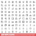 100 wipe icons set, outline style Royalty Free Stock Photo