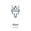 Wiper outline vector icon. Thin line black wiper icon, flat vector simple element illustration from editable cleaning concept Royalty Free Stock Photo
