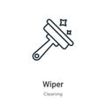 Wiper outline vector icon. Thin line black wiper icon, flat vector simple element illustration from editable cleaning concept Royalty Free Stock Photo