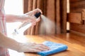 Wipes disinfect with alcohol spray