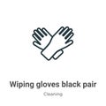 Wiping gloves black pair outline vector icon. Thin line black wiping gloves black pair icon, flat vector simple element