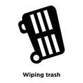 Wiping trash icon vector isolated on white background, logo concept of Wiping trash sign on transparent background, black filled Royalty Free Stock Photo