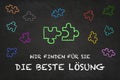 `Wir finden fÃÂ¼r Sie die beste LÃÂ¶sung ` chalk text . Translation: `We find the best solution for Royalty Free Stock Photo