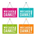 Wir sagen Danke TÃÂ¼rschilder mit Icon Royalty Free Stock Photo