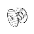 Wooden coil for electric cable. Vector illustration.