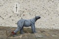 Wire animal sculptures of the white bear by Kendra Haste installed at the Tower of London, England