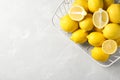 Wire basket with lemons Royalty Free Stock Photo