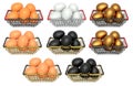 Wire baskets filled with eggs, isolated on white transparent background, concept of kitchen storage Royalty Free Stock Photo