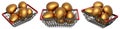 Wire baskets filled with gold eggs, isolated on white transparent background, concept of kitchen storage Royalty Free Stock Photo