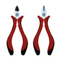 Wire or cable cutters, metal nippers. Electrician, construction worker and repairman hand tool, flat vector illustration