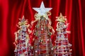 Wire Christmas Trees on Red Background Royalty Free Stock Photo