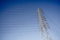 Wire Electric Telecom post and cable wth blue sky background Royalty Free Stock Photo