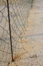 Wire fence along a concrete foot path