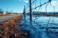 Wire fence restricts wild creatures movement, symbolizing its confinement and lost freedom