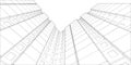 Wire-frame building. View from bottom up. Vector