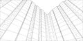 Wire-frame building. View from bottom up. Vector