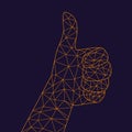 Wire-frame digital hand with thumb up Royalty Free Stock Photo