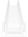 Wire-frame escalator. Front view. Vector Royalty Free Stock Photo