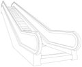 Wire-frame escalator. Vector illustration