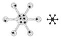 Wire Frame Mesh Central Node Pictograms with Covid Centers