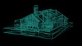 wire frame model of house Royalty Free Stock Photo