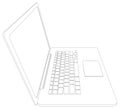 Wire-frame open laptop. Front view. Vector Royalty Free Stock Photo