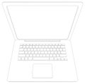 Wire-frame open laptop. Top view. Vector Royalty Free Stock Photo