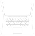 Wire-frame open laptop. Top view. Vector Royalty Free Stock Photo