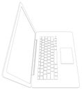 Wire-frame open laptop. Top view. Vector Royalty Free Stock Photo