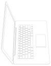 Wire-frame open laptop. Top view. Vector Royalty Free Stock Photo