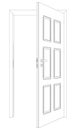 Wire-frame opened door. Vector Illustration Royalty Free Stock Photo