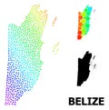 Carcass Polygonal Map of Belize with Red Stars