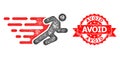 Distress Avoid Stamp Seal and Linear Running Man Icon