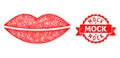 Grunge Mock Stamp and Network Smile Lips Icon