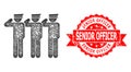 Grunge Senior Officer Stamp Seal and Hatched Soldiers Icon