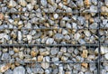 Wire Gabion Rock Fence. Metal Cage filled with rocks. Royalty Free Stock Photo