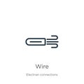 Wire icon. Thin linear wire outline icon isolated on white background from electrian connections collection. Line vector sign, Royalty Free Stock Photo