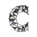 Wire low poly black metal Font Letter C 3D