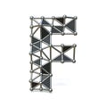 Wire low poly black metal Font Letter F 3D