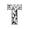 Wire low poly black metal Font Letter T 3D