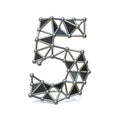 Wire low poly black metal Number 5 FIVE 3D
