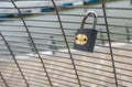 Wire mesh fence With lock padlock Royalty Free Stock Photo