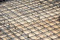 Wire mesh steel on floor at construction site Royalty Free Stock Photo