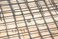 Wire mesh steel on floor at construction site Royalty Free Stock Photo