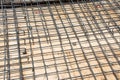 Wire mesh steel on floor at construction site Royalty Free Stock Photo