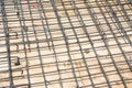 Wire mesh steel on floor at construction site Royalty Free Stock Photo